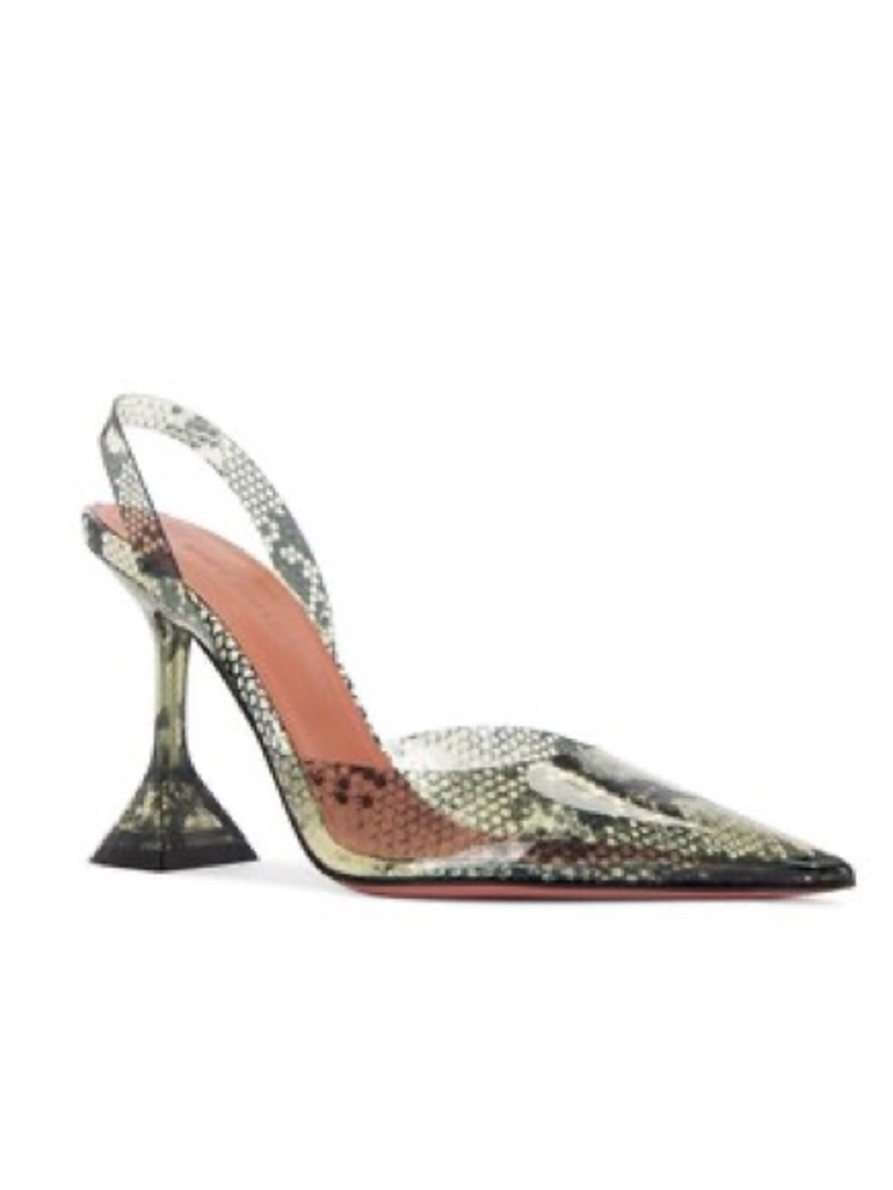 Amina Muaddi Holli Glass 95 Slingback Pumps Snake Print SZ 36 US 6